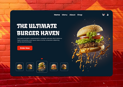 Burger Shop Website Hero Banner. app burger design figma ui