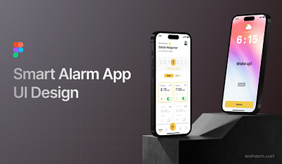 Smart Alarm App UI Design 3d alarm app alarm clock app branding case study mobile motion graphics prototype smart alarm time ui