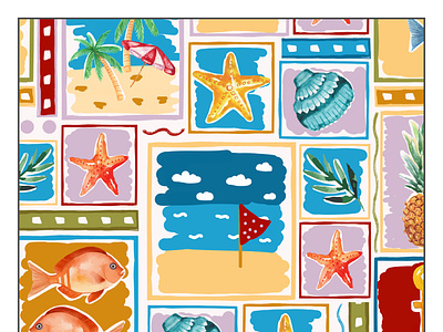 Abstract Beach Print beach artwork beach print design digital print each matt fabric art fiverr marine print sealife print seamless print testile print textile design tropical tropical illustration tropical print upwork