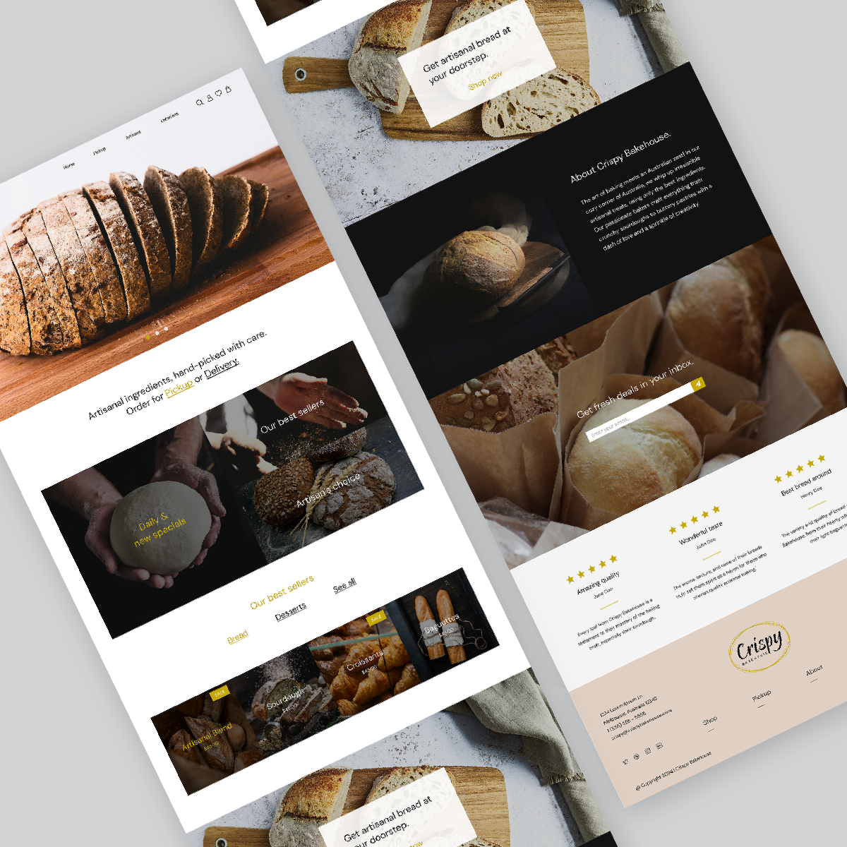 Crispy Bakehouse Responsive Webpages branding design figma graphic design responsive responsive website design typography ui ux vector website design