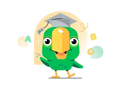 Hamyar Zaban app app character character design design english illustration illustrator motion design motion graphics parrot