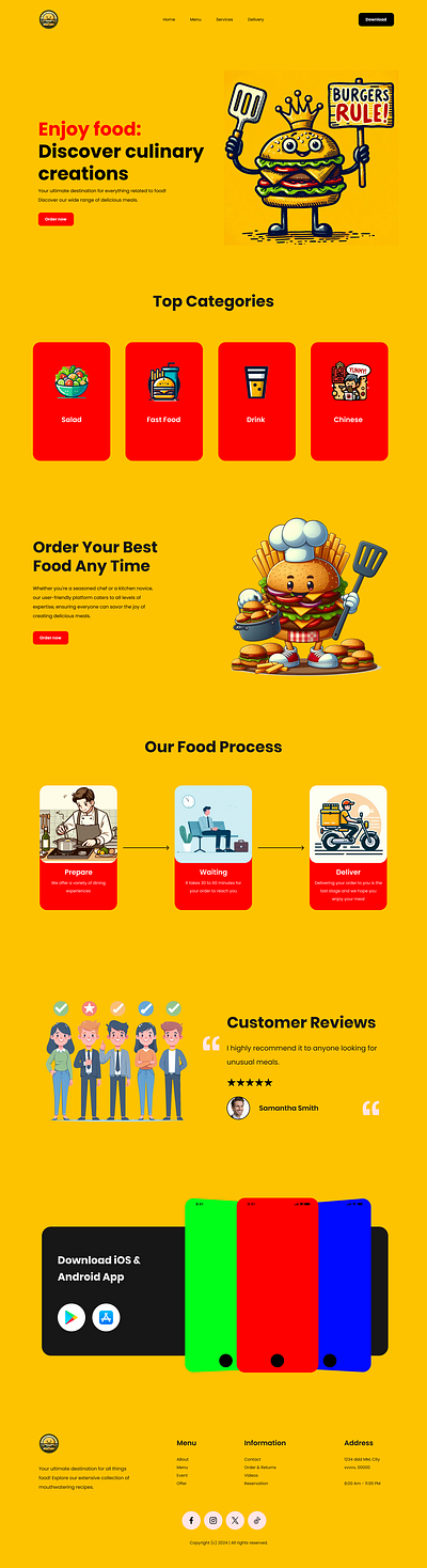 Restaurant website design ui