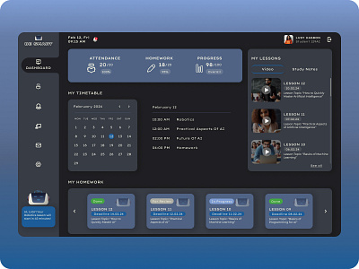 Dashboard of the Be Smart tech school, student’s cabinet dashboard design school student ui ux web web design