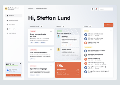 Task Management dashboard estimate figma menu search sidebar task ui upgrad