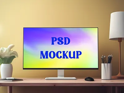 Free Monitor Screen Mockup branding computer mockup free mockup landing page mockup mockups page design uiux website design website mockup