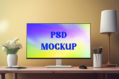 Free Monitor Screen Mockup branding computer mockup free mockup landing page mockup mockups page design uiux website design website mockup