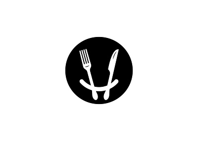 Minimal Happy fork and knife vector logo design template graphic