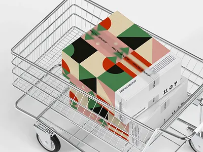 Shopping cart & box mockup box branding design down free graphic design illustration logo mock mock up mockup package