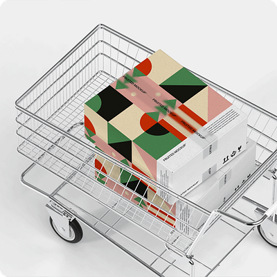 Shopping cart & box mockup box branding design down free graphic design illustration logo mock mock up mockup package