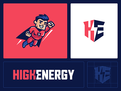 High Energy bolt brand identity branding character fast fitness gym high energy kreatank lightning mascot negative space protein shield superhero supplement store thunder visual identity