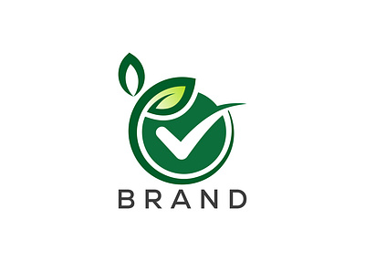 Organic leaf check logo vector. Nature check mark logo graphic