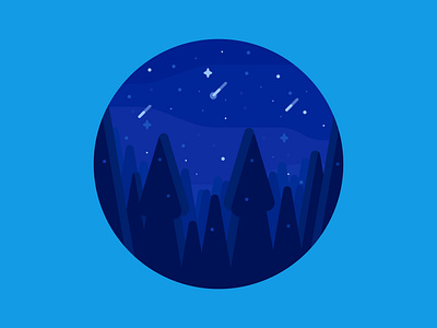 Landscape Icon | Day 1 affinity designer flat forest icon illustration landscape landscape icon nature night sky round starry sky trees vector
