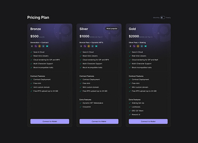 Pricing Table (concept) dark mode pricing plan nft pricing nft pricing plan pricing plan pricing table