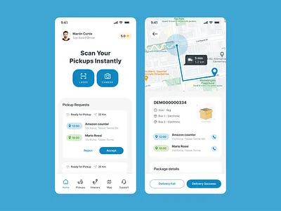 Design for Courier Pickup App courier app courier pickup app courier ui logisitics app logistics app ui logistics ui parcel app shipping app shipping ui