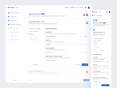 TeamTask™ - Data Importation Screens data design form graphic design import linear management onboarding step task team ui ui design ux web design