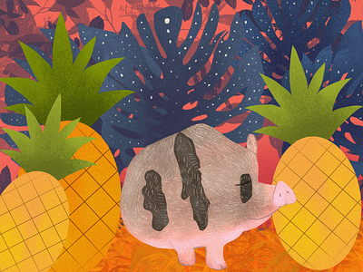 tropical pig digital art drawing graphic design illustration procreate