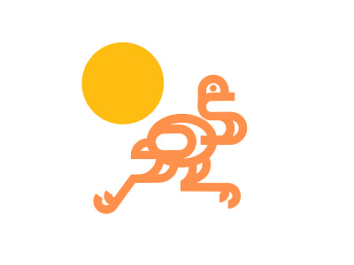 Ostrich bird go logo ostrich run sun