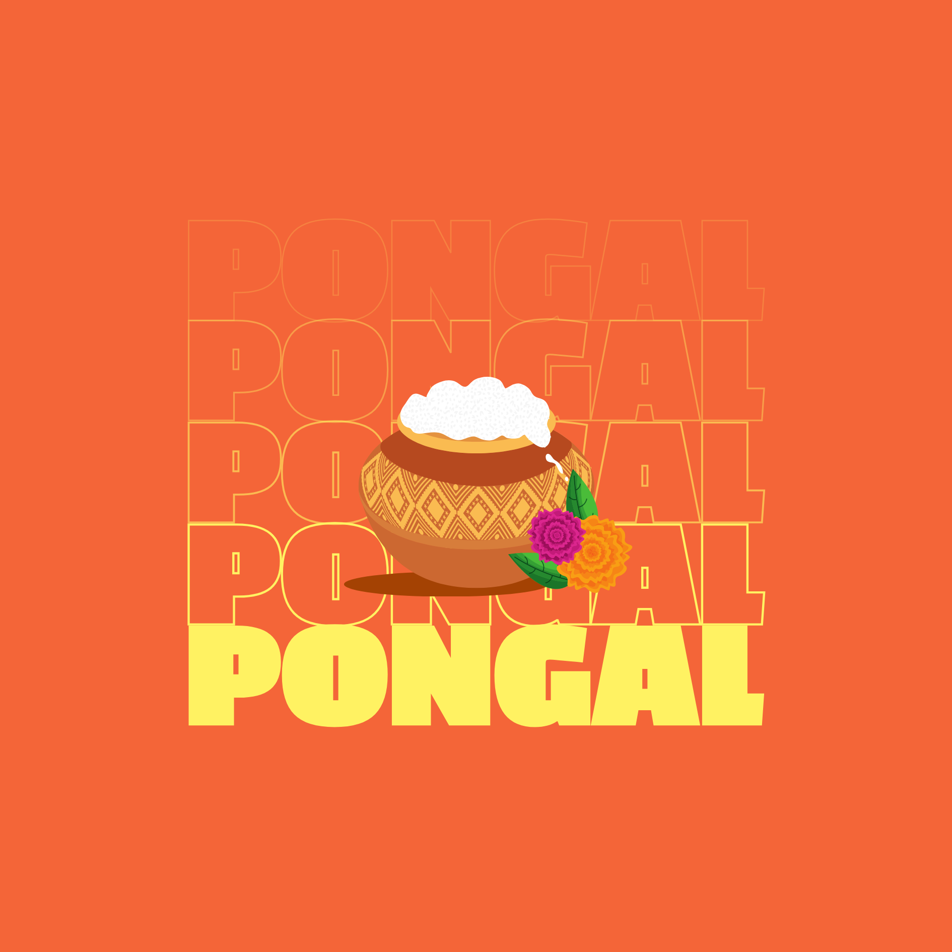 Happy Pongal | Social Post Design ad agency animation canva creative creative thinking creativity figma design graphic design happy pongal illustration india festival motion graphics orange pongal social media text animation trending post typography ui designer web