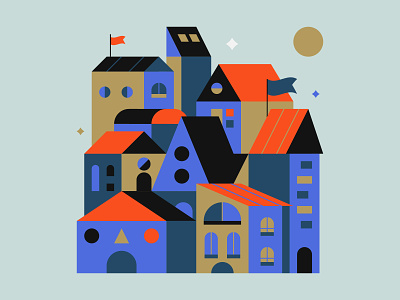 Huissies city cityscape dutch geometric holland house houses illustration illustrator minimal netherlands rotterdam simple