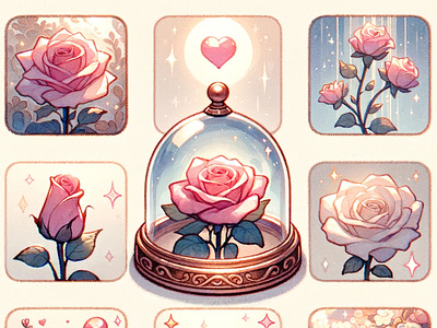 Love Roses beautyandthebeast dribbblecommunity floraldesign flowers flowers illustration glassdomeart graphic design handdrawnart hearticon loveartwork lovedesign romanticillustration rose valentinesday valentinesgraphics valentinesicons