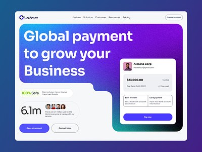 Digital Payment Website Design business card crypto finance fintech global payment header home page landing money pay payment payment web save money startup ui user experience user interface web design web payment