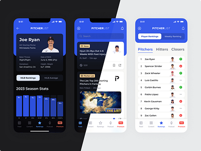 Baseball App app baseball dark theme design interface iphone mobile sport ui ux