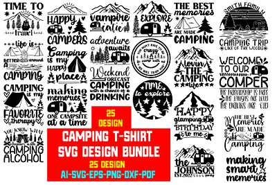Camping T-shirt SVG Design Bundle branding community logo design graphic design illustration logo meliodas typography ui vector