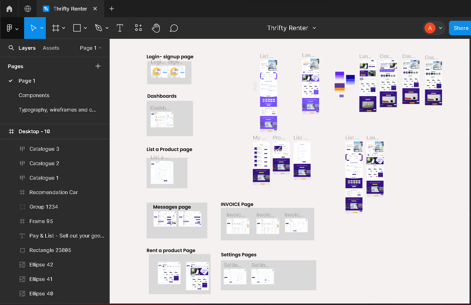 Thrifty Renter Design ui