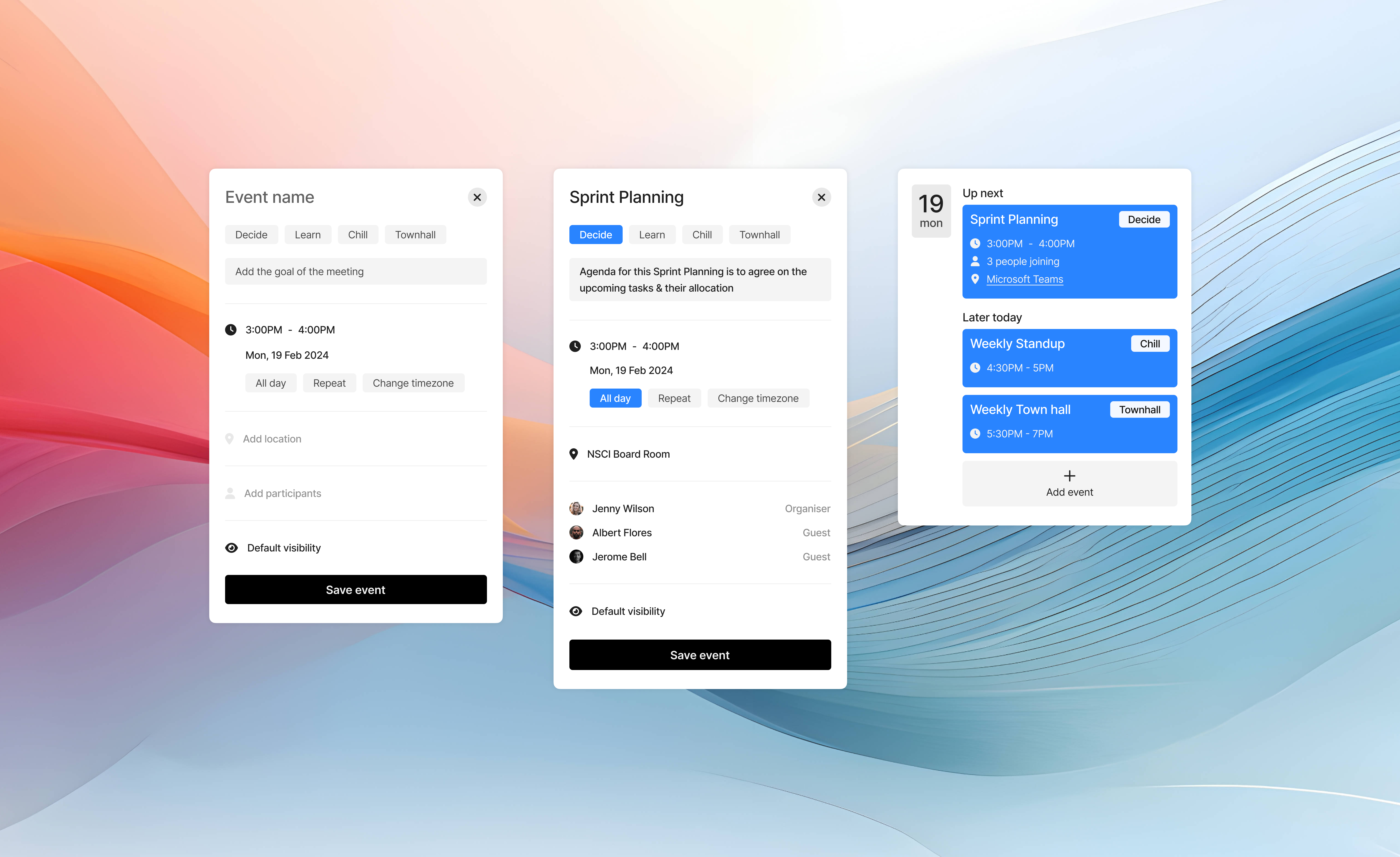 Calendar component calendar calendar component clean design system meet schedule meeting minimal product designer schedule call ui