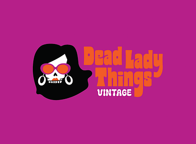 Dead Lady Things Vintage - Logo Design brand fun logo logo design pink quirky red retro silly skull vintage