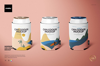 Neoprene Can Cooler Mockup creator custom customizable design designed generator mock ups mockups neoprene can cooler mockup pattern patterns personalized printed smart object surface template templates