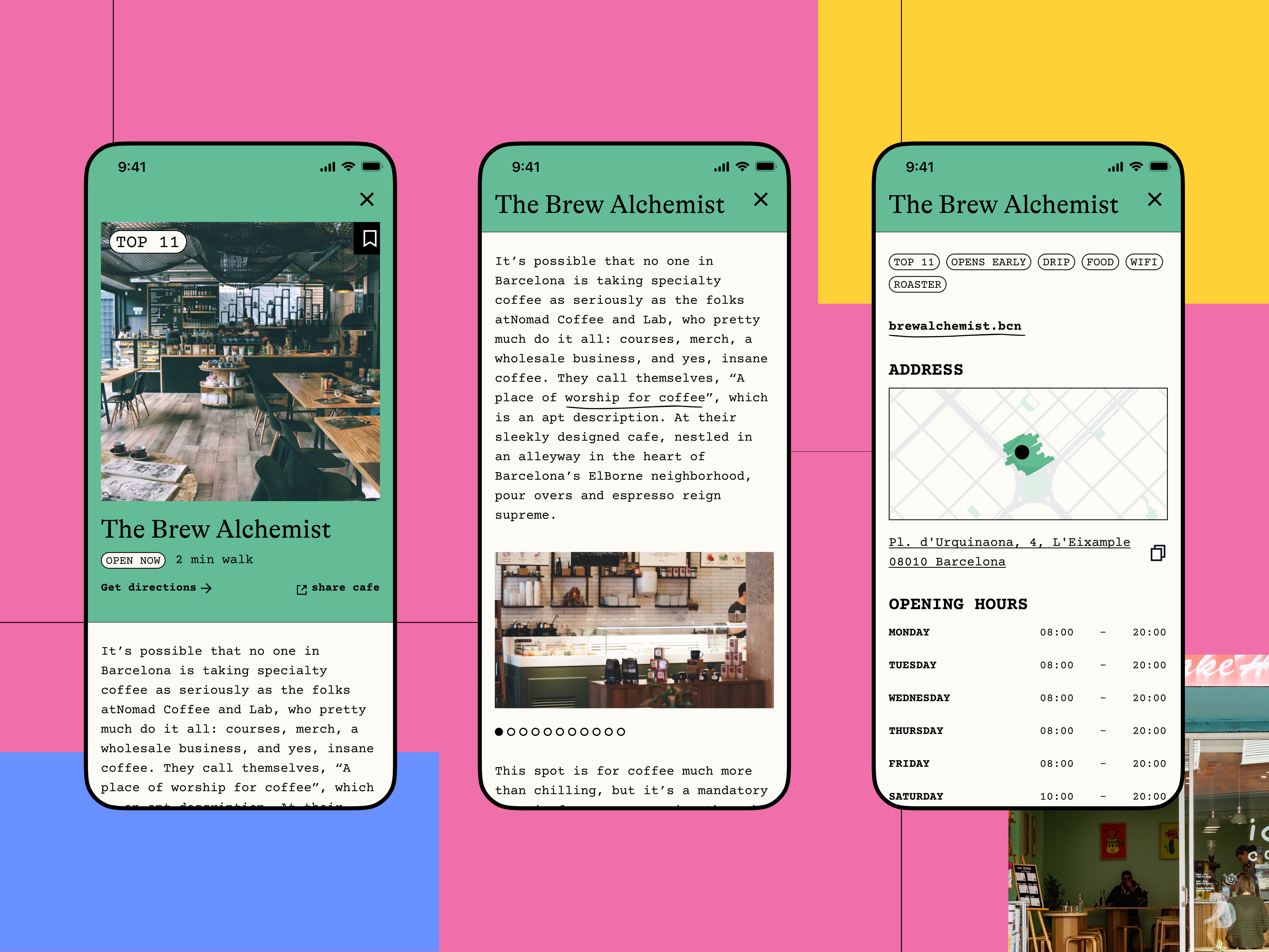 Hey Barista - Coffee Lovers App UI app app development app ui coffee coffee experts coffee shop curated cafes digital product featured stories figma interface mobile app design mobile design online magazine specialty coffee ui ui design uiux ux z1 digital studio