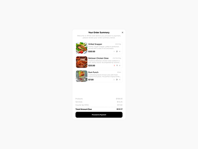 Checkout Modal: The Interactive Order Summary Interface basket cart checkout design dialog food meal minimalist modal order popup restaurant shopping ui ux web