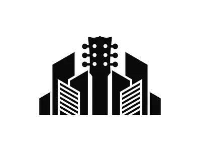 Guitar building logo building construction guitar logo note real estate vector