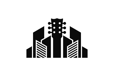 Guitar building logo building construction guitar logo note real estate vector