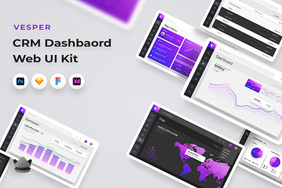 Vesper - Dashboard Web UI Kit admin app app ui app ui kit browser business app crypto app dashboard app kit management app maps photoshop portfolio sidebar sketch ui ux vesper dashboard web ui kit wallet app web app xd