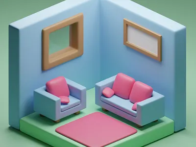 Small 3D Room 3d 3d design blender couch design room room project rug window