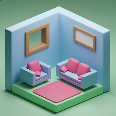 Small 3D Room 3d 3d design blender couch design room room project rug window