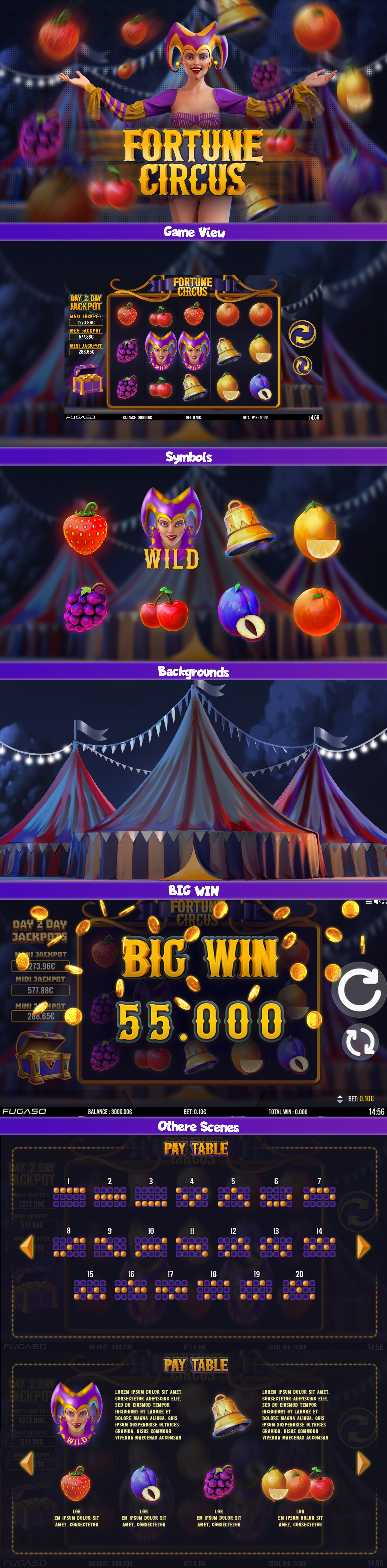 Fortune Circus 3d adobe photoshop casualgame character design design digitalart game gameart illustration