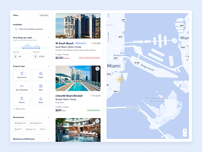 Hotel Booking Web App app booking design filtering filters hotel interface map ui ux web