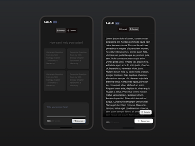 Ai Prompt App Ui Light & Dart ai app ai dark theme ai minimal ui ai tool ui app ui brand ui chatgpt ui clean app ui dark app ui dark chat app ui ui