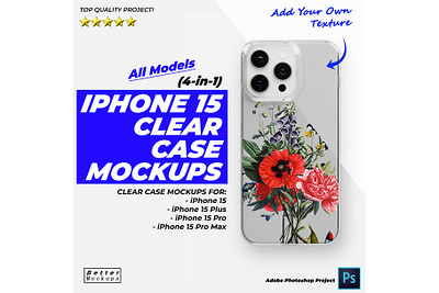 iPhone 15 Series Clear TPU Case Mockup bettermockups casestry clear case mockups creative ads digital marketing iphone 15 iphone 15 clear case mockup iphone case mockup phone case mockup printful mockup printify