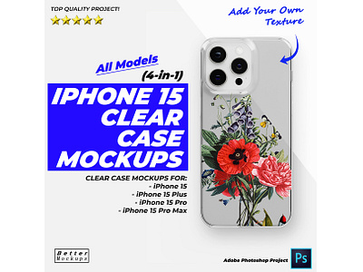 iPhone 15 Series Clear TPU Case Mockup bettermockups casestry clear case mockups creative ads digital marketing iphone 15 iphone 15 clear case mockup iphone case mockup phone case mockup printful mockup printify