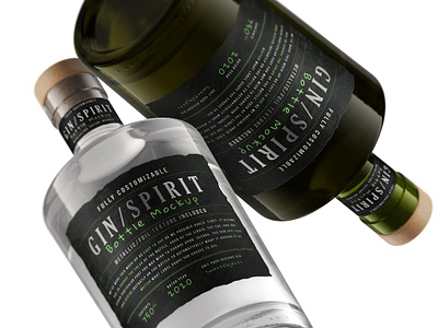 Gin Spirit Bottle Mockup alcohol alcohol bottle all in one bottle branding clear glass drink gin bottle gin bottle mockup ginspirit bottle mockup glass label photorealistic spirits whiskey winery