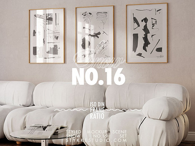 SNOW NO 16 Frame Mockup DIN 70s 90s bright din a frame frame frame mockup frame trio living room mockup mockup poster prints retro snow no 16 frame mockup din