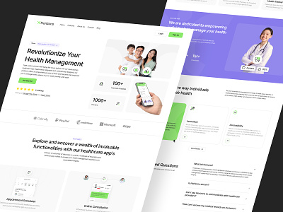 Horizons - Healthcare App Landing Page appointment bento bento style booking clean doctor health healthcare landing landing page medical medical app ui ui design uiux web design wellness