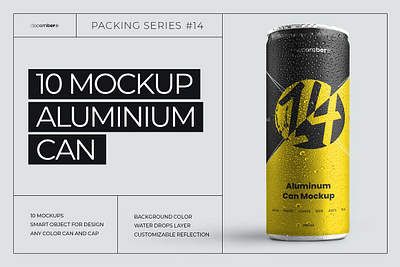 Mockup Can 250 ml With Water Drops alcohol aluminium beer beverage bottle can carbonated design drink drop icedtea juice liquid metal metallic mockup