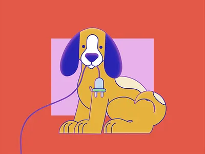 Dog malfunction 2d animation after effects animation cute dog dog dog chew dog in disco dog problems graphic design moho motion graphics vector