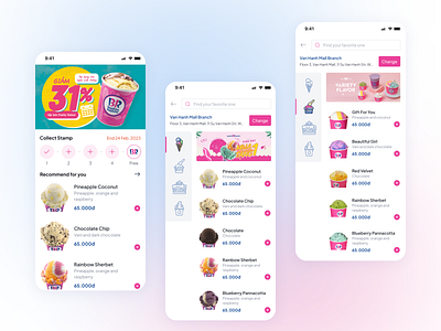 BR Ice cream shop - App design app design application branding concept dessert food homepage ice cream product list ui design