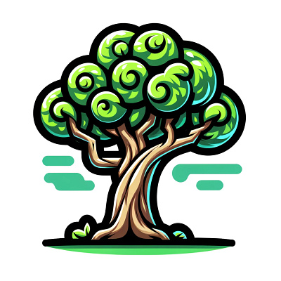 Simple Cartoon Tree (Game Design) white background